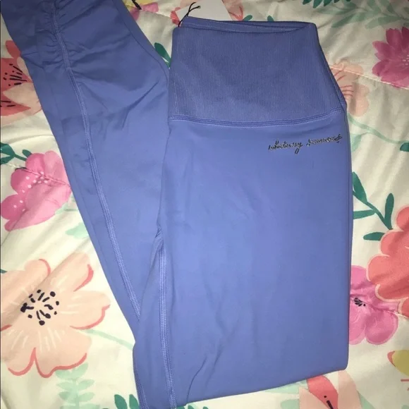 Whitney Simmons rib waist leggings in intense beautiful blue. - Picture 3 of 4